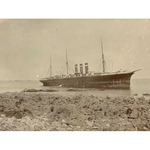 189 - Shipwreck Photographs The Lizard, Mullion, Gunwalloe &c. &c. Two views of the 'Olympe', beached at C... 