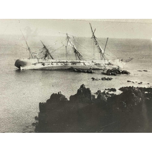 189 - Shipwreck Photographs The Lizard, Mullion, Gunwalloe &c. &c. Two views of the 'Olympe', beached at C... 