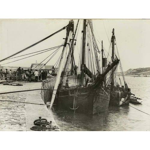 191 - Shipwreck Photographs An elevated port bow view, taken from the cliffs, of the three masted sailing ... 