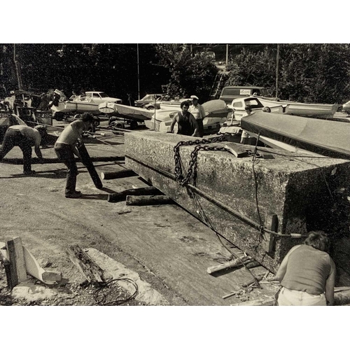 199 - Shipwreck Photographs Wreck Artefacts Mary Rose being raised by crane, inscription and signed Richar... 