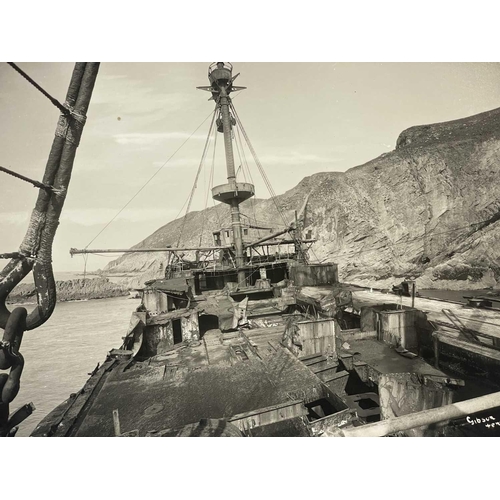 201 - HMS Montague, Lundy Island, 1906 Gibson of the Scilly Islands stamp to versos Positioned on Shutter'... 