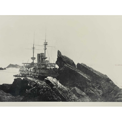 201 - HMS Montague, Lundy Island, 1906 Gibson of the Scilly Islands stamp to versos Positioned on Shutter'... 