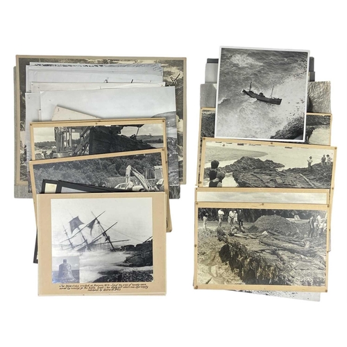 207 - Shipwreck Photographs A collection of (Mostly) good quality later prints by Gibson Most backed onto ... 