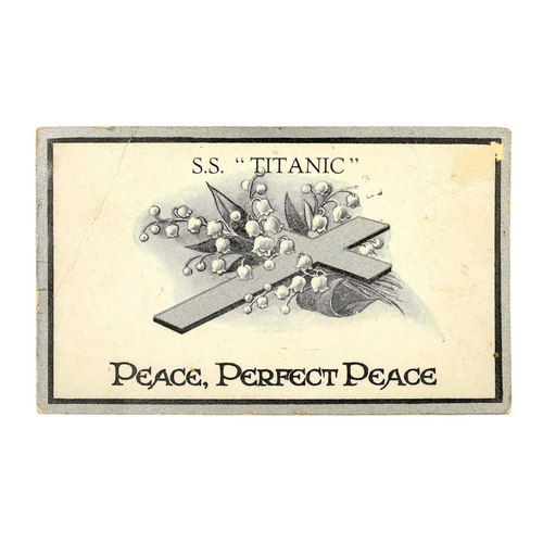 25 - SS. Titanic Memorial card ‘In Sacred Memory of the Titanic which collided with an iceberg April 15th... 