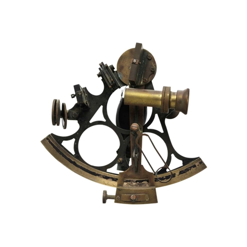 36 - A modern sextant Missing only the two glasses in the ‘telescope’, otherwise intact, brass, length 21... 