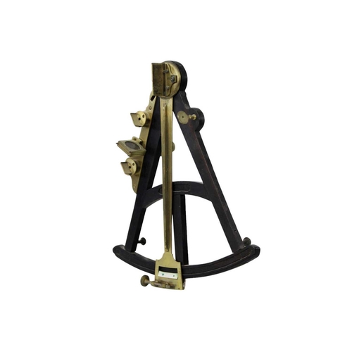 37 - Ebony and brass octant, navigational instrument, c. early 19th century. Complete with all filters an... 