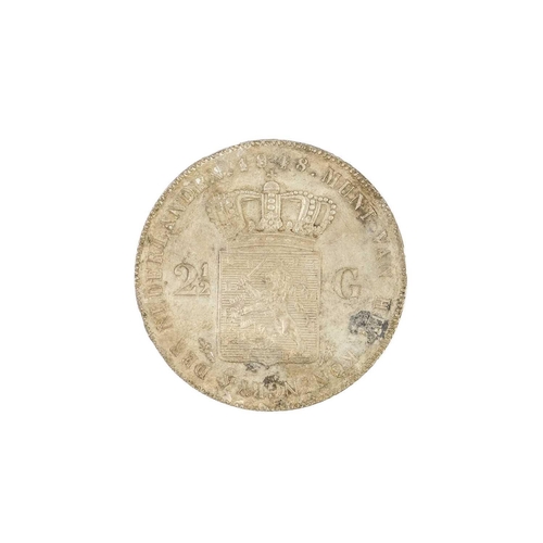 40 - A Silver Dutch 2.5 Guilder, 1848 From wreck of the Vansittart, 1856, in the South China Sea, 24.1g; ... 