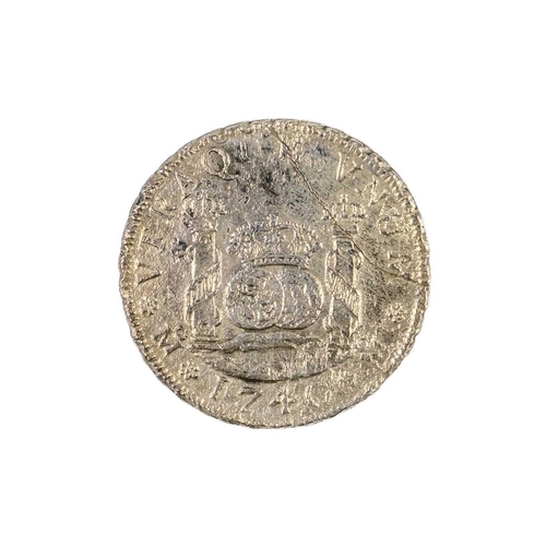 61 - A Silver Spanish Four Reales or Half Pillar Dollar, Mexico, 1740 From wreck of the Hollandia, Isles ... 