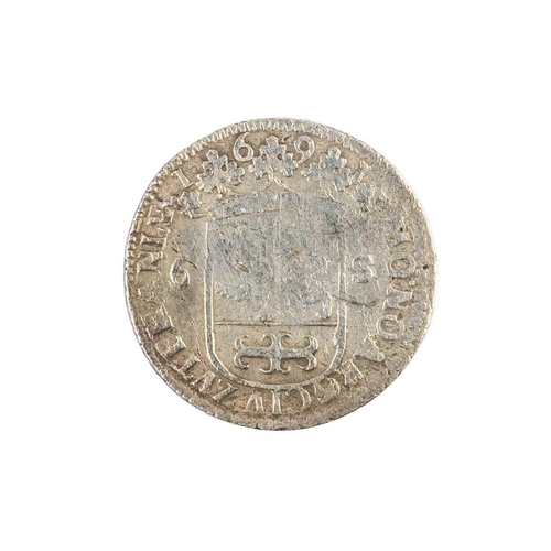 63 - Dutch – 1691 Campen 6 stuiver silver coin. From the wreck Of the VOC Hollandia, Scillies, 1743, 3.7g... 