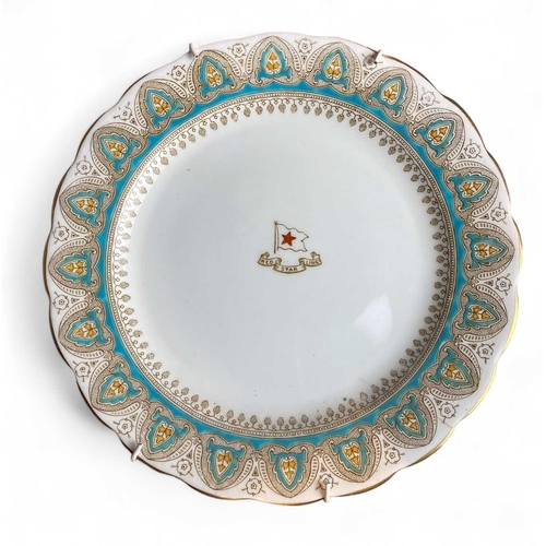 1111 - First Class Plate, Red Star Line Wisteria pattern By Stonier and Co Liverpool, turquoise and gilt, 2... 