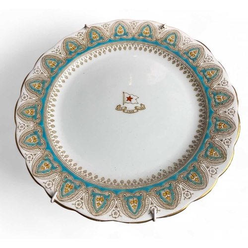 1111 - First Class Plate, Red Star Line Wisteria pattern By Stonier and Co Liverpool, turquoise and gilt, 2... 