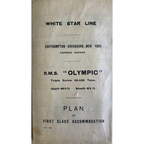 1125 - White Star Line. R.M.S Olympic Plan of First class Accomodation Deck plan similar to one that would ... 