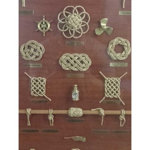 1138 - Knot Board Displaying thirty-nine knots Each knot with brass name plaque, together with miniature ma... 