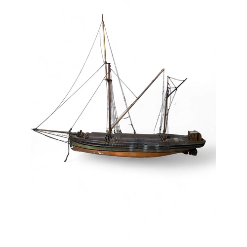 1139 - A Waterline model ship of an un-named staysail barge. Built in Devoran in 1800/20, 130 tons gross, o... 