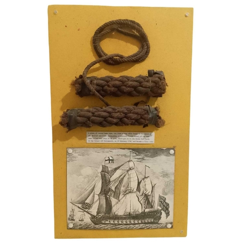 1149 - HMS Invincible Tarred Hemp Rope A piece of tarred hemp rope, cut from a long cable found in the wrec... 