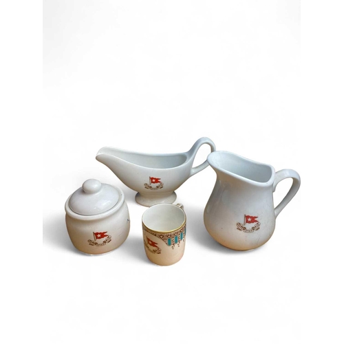 122 - White Star Line Replica tableware A jug, sauceboat, sugar pot all plain with white star logo and a t... 