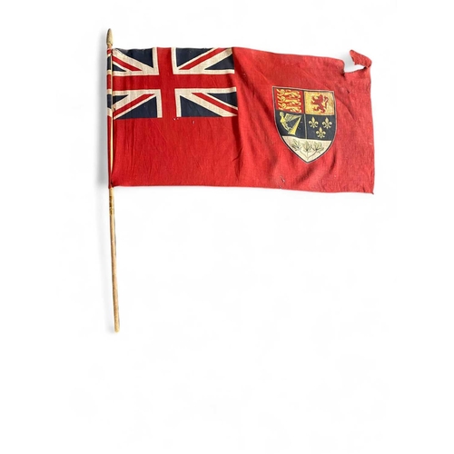 169 - Lord Nelson & HMS Victory Red Ensign Royal Arms Flag Display items relating to Nelson and the Victor... 