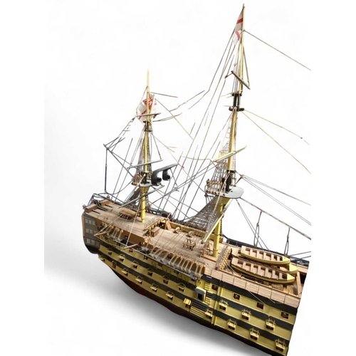 174 - HMS Victory Ship's model, wooden and metal construction, fully rigged and built to a high standard A... 