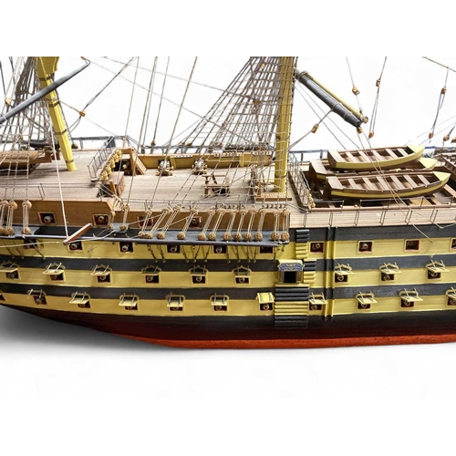 174 - HMS Victory Ship's model, wooden and metal construction, fully rigged and built to a high standard A... 