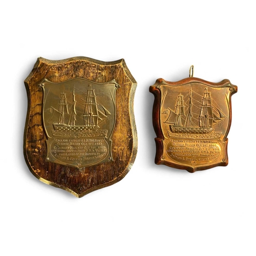 176 - HMS Victory A copper embossed plaque. To the centre HMS Victory. Below text “England Expects T.E.M.W... 