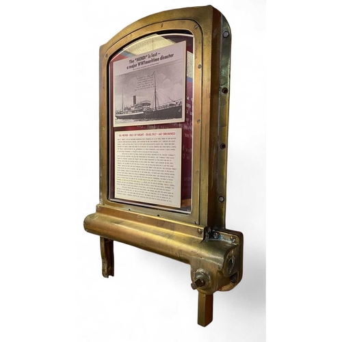 441 - RMS Mendi 1917 Brass window Of very substantial construction, max dimensions: 87 x 55 x 16cm. She wa... 