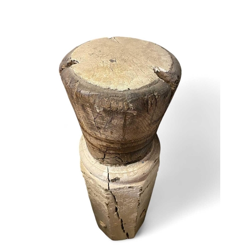 442 - Wooden bollard Partially painted Diameter: 25 cm Height 96cm