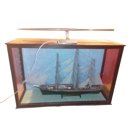 489 - Cutty Sark ship's model in a bespoke wooden display cabinet 79cm x 121cm x 38.5cm