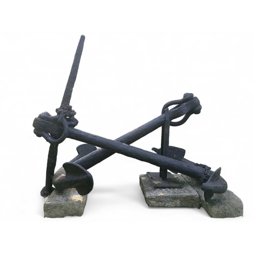 502 - Unidentified Shipwreck Two Iron Anchors Interweaved. Previously found on the roundabout leading peop... 