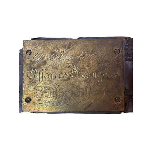 547 - SS General Abbatucci, wrecked 1869 Diplomatic pouch name plate, double-sided Brass, engraved. Brass ... 