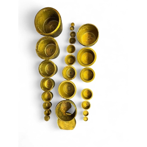 560 - Santo Andre, Cape Verde 1856 Three part sets of nesting brass cup weights. SANTO ANDRE - 1856 Cape V... 