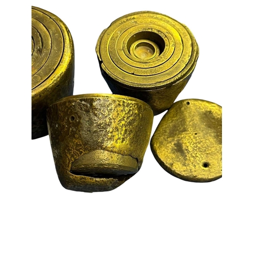 560 - Santo Andre, Cape Verde 1856 Three part sets of nesting brass cup weights. SANTO ANDRE - 1856 Cape V... 