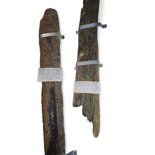 625 - East Indiaman. Halswell and Admiral Gardner. Large timber fragment approx 182cm together with anothe... 