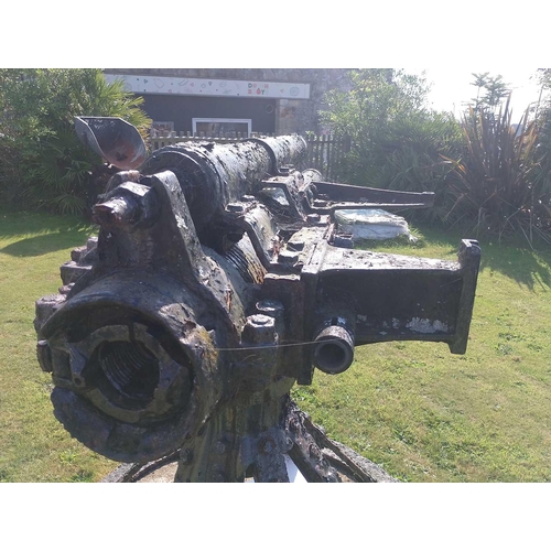 637 - SS St Chamond, 1918, North Cornwall A World War I Armed Merchant Ship Gun A 90mm calibre, breach-loa... 