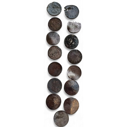 684 - S.S. Crescent City, 1871. A selection of 15 Mexican silver shipwreck dollars. All in sea excavated c... 