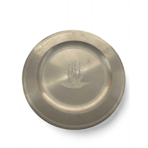 727 - The Mary Rose, 1545 Replica items including pewter plates A replica limited edition Crown & Rose pew... 