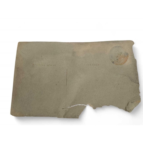 731 - SS. Camberwell, Isle of Wight, 1917 Five ten rupee note fragments, together with pre-paid Indian pos... 