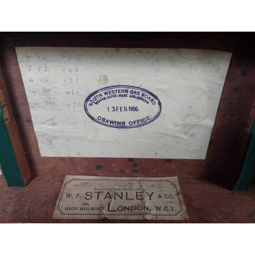 810 - A W.F Stanley theodolite in fitted wooden box With original maker's/repairer's label and dated 26/8/... 