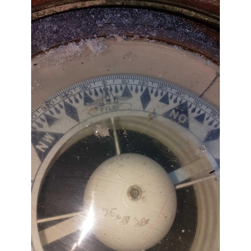 824 - A teak and brass ship's compass binnacle Used in The Museum's Shackleton Exhibition Pilot compass pr... 