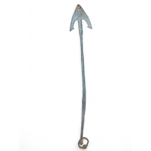 828 - A Double-Flue Whaling Iron 19th Century 130cm in length, 17cm wide.