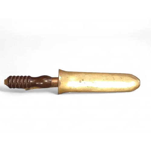 840 - A Diver's Knife In Brass Sheath 33cm in length.