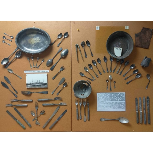 847 - The Cunard Liner 'Aurania', Isle of Mull, 1918 Cutlery From the shipwreck, sunk in 1918 Including fi... 