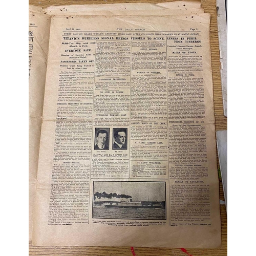 863 - Titanic 1912 Printed items related to the loss of the Titanic A copy of the Daily Mirror from April ... 