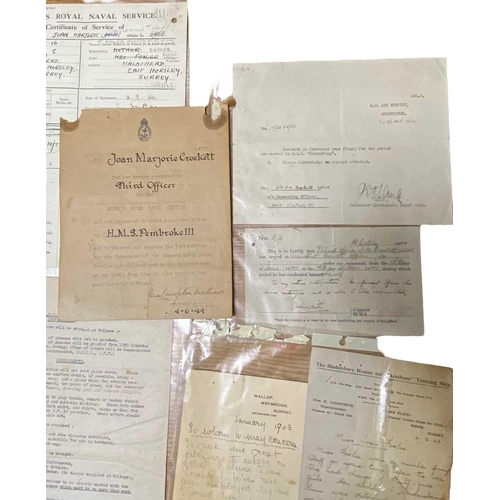 864 - The Women's Royal Naval Service Paperwork pertaining to the training and service of the WRENS WRNS t... 