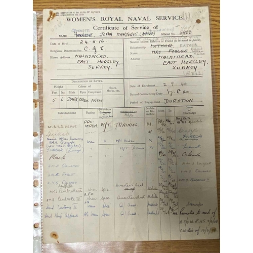 864 - The Women's Royal Naval Service Paperwork pertaining to the training and service of the WRENS WRNS t... 