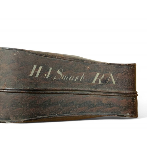 878 - A 19th Century Bicorn Hat Box Previous owner's handpainted name 'H. J. Smart RN' inscribed, 47cm x 2... 