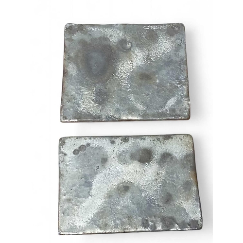 892 - Two tin plaques Each with tin smelter's house-mark 'Carvedras' and 'Trereife', 8x11cm and 10x11cm (2... 