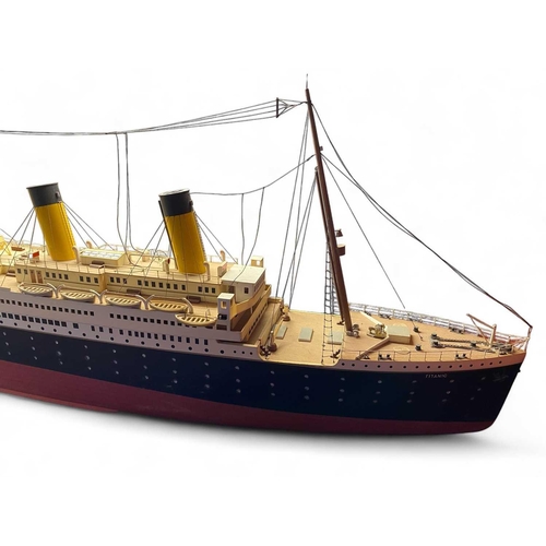 92 - Model Of The White Star Liner S.S. 'Titanic' Detailed, handmade wooden construction, approx measurem... 