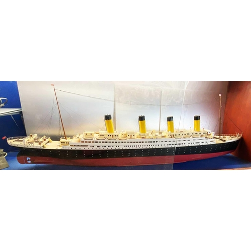 92 - Model Of The White Star Liner S.S. 'Titanic' Detailed, handmade wooden construction, approx measurem... 