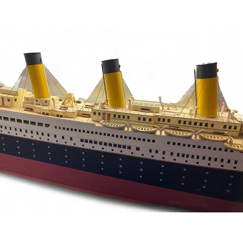 92 - Model Of The White Star Liner S.S. 'Titanic' Detailed, handmade wooden construction, approx measurem... 