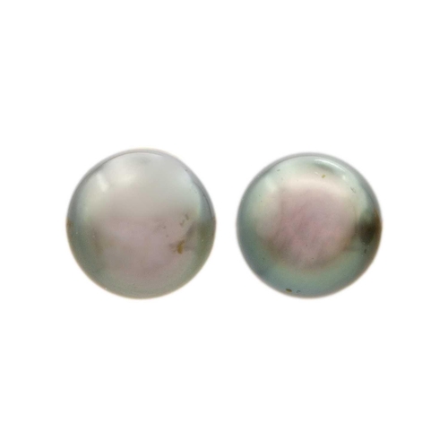 108 - Two cultured pearl necklaces with 9ct fittings and a pair of black pearl 14ct mounted studs. The lar... 